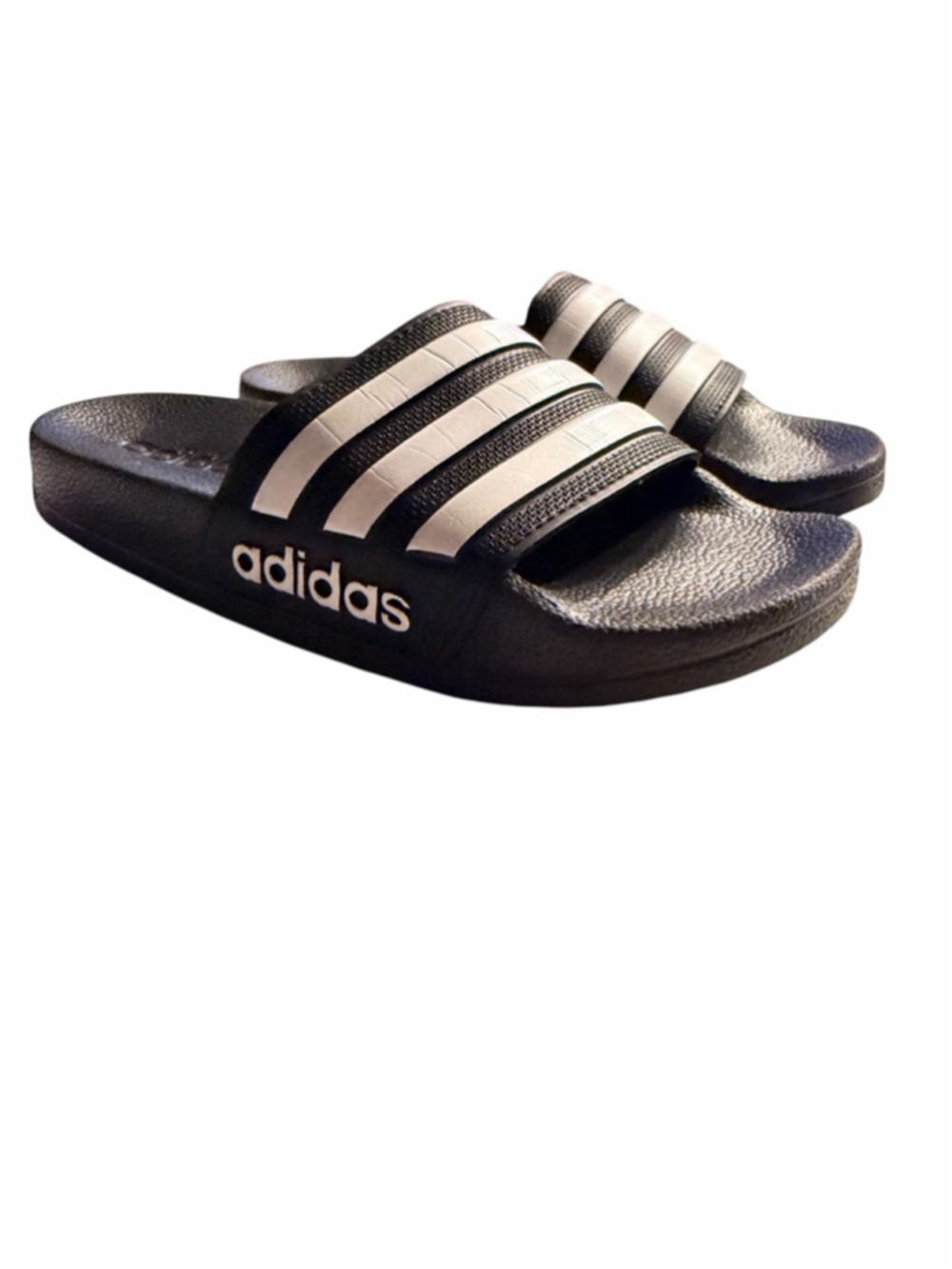Adidas Adilette Slides Boys Size 13 Black White Slip On Sandals Kids Shoes